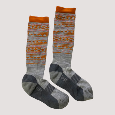 Varg wool socks, silver / orange | woman 35-38