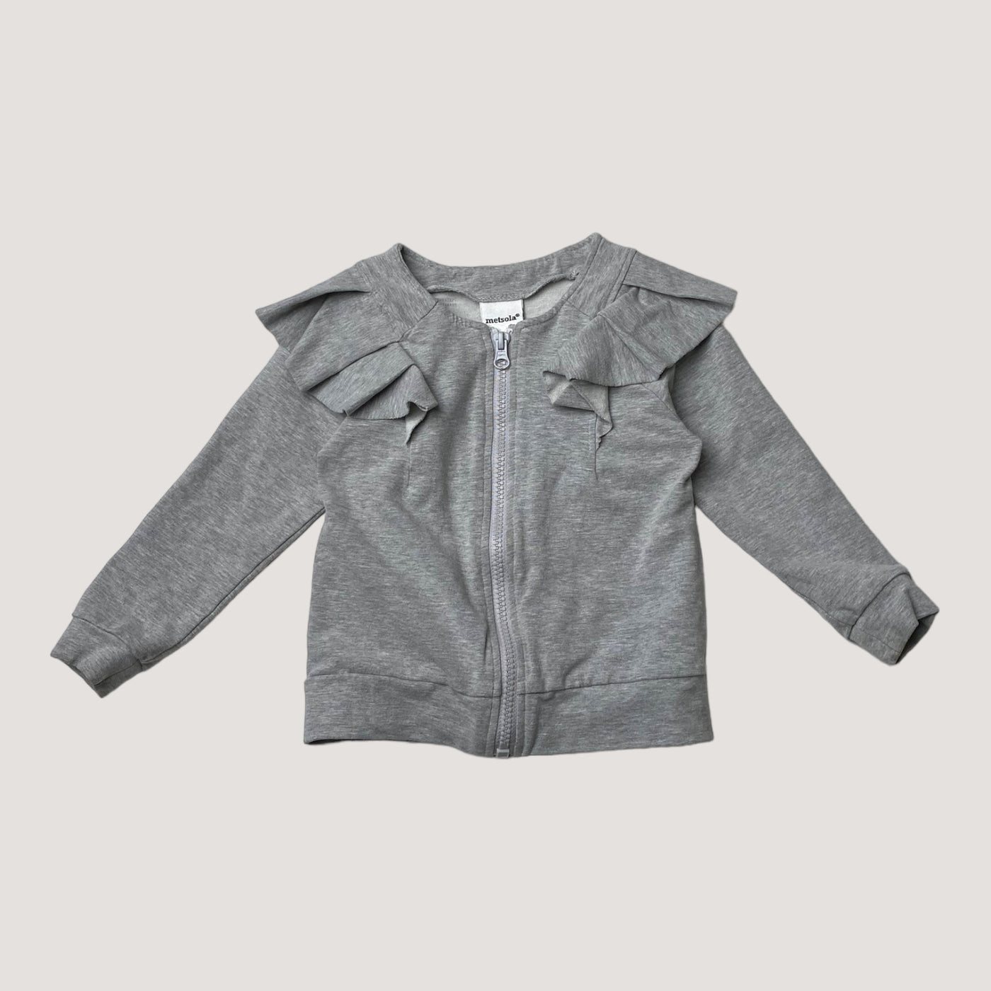 Metsola frill zip sweatshirt, silver | 86/92cm