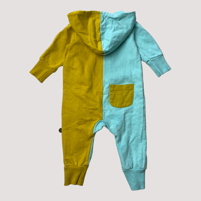Mainio hooded sweat jumpsuit, sky blue / canary | 62/68cm