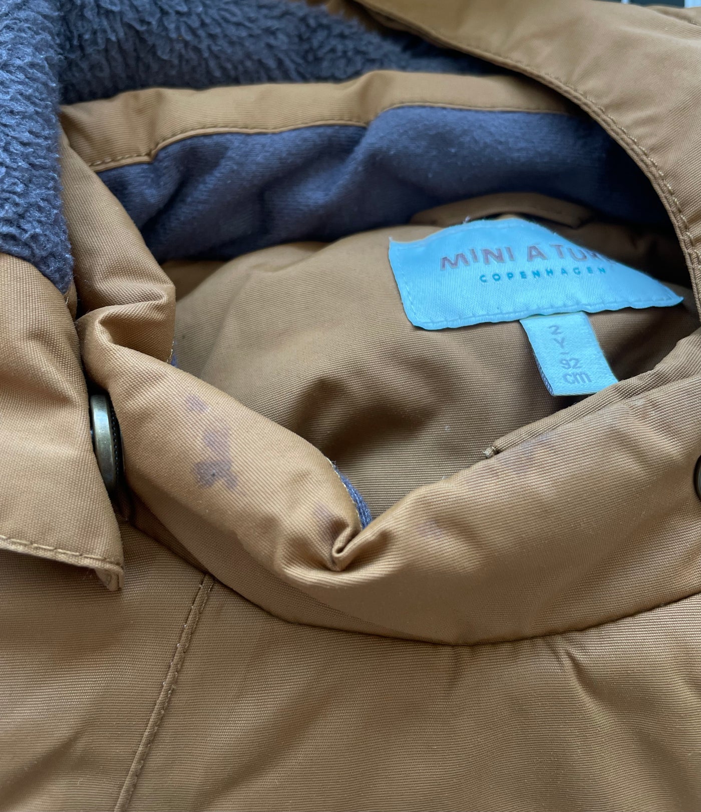 Mini A Ture matwang fleece lined winter anorak, caramel | 92cm