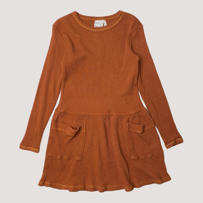 waffle dress, brown | 122/128cm