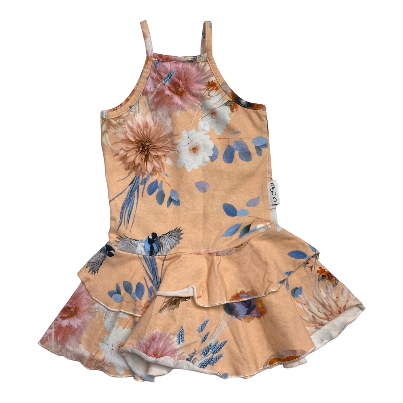 Gugguu spagetti frilla dress, coral pink | 80cm