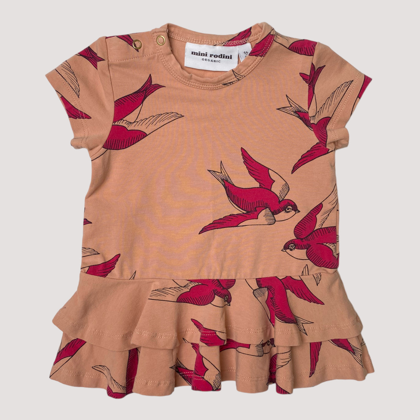ruffle dress, birds | 56/62cm