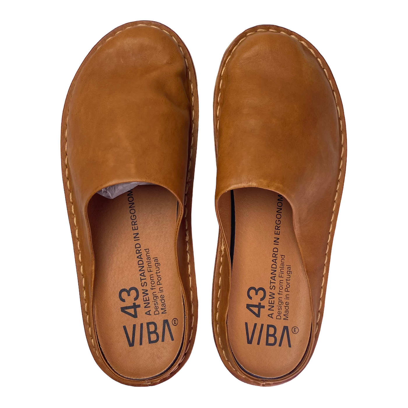 VIBAe Roma leather slippers, cognac brown | 43
