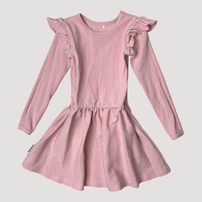 rib long sleeve frilla dress, pink |  98/104cm
