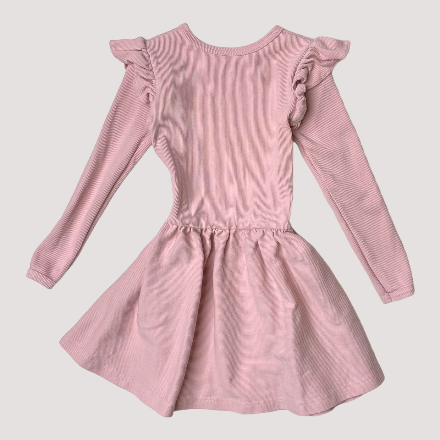 rib long sleeve frilla dress, pink |  98/104cm