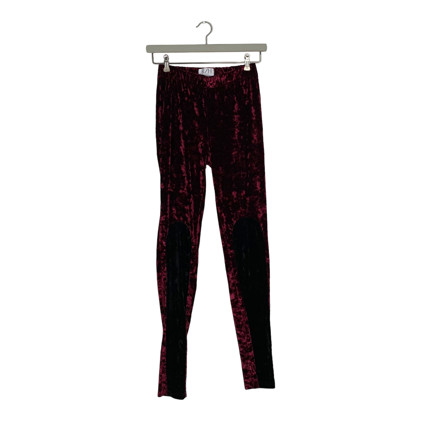 R/H studio mickey velour leggings, wine/black | woman M