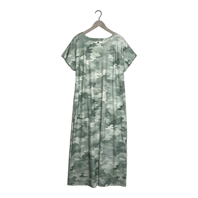 Ommellinen belted maxi tricot dress, camouflage | woman XXL