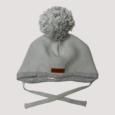cotton knitted beanie, light grey | 6-12m