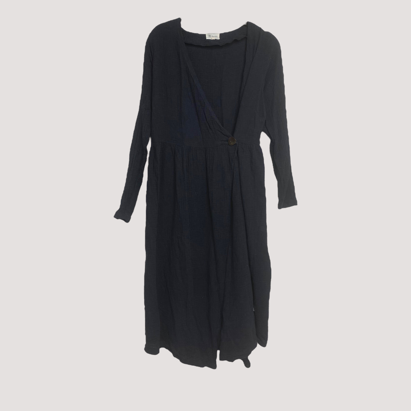 muslin wrap dress, black | women XS