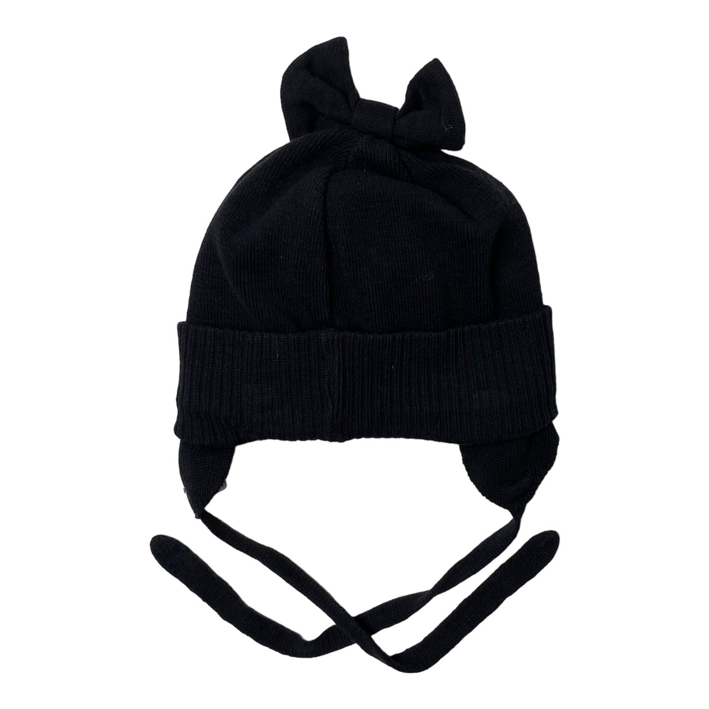 Papu knitted bow beanie, black | 1-2y