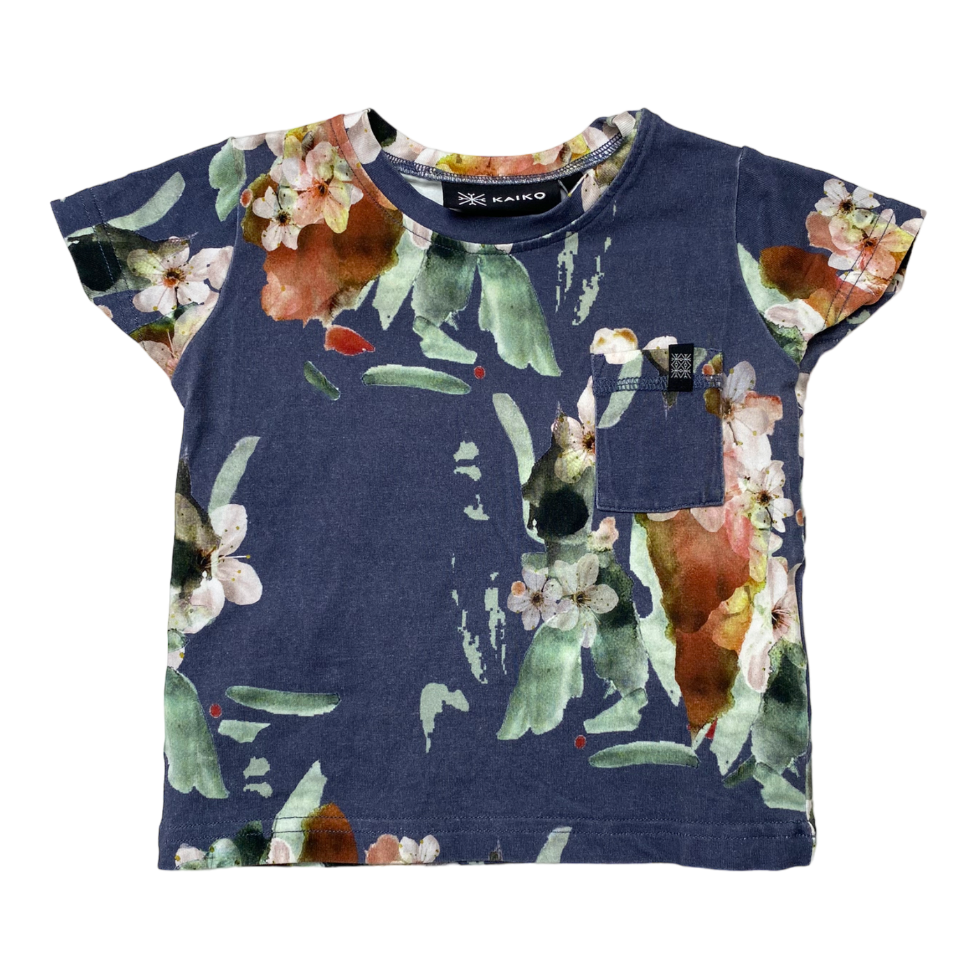 Kaiko t-shirt, blue blossom | 74/80cm