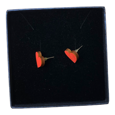 Uhana heart stud earrings, hot pink | onesize