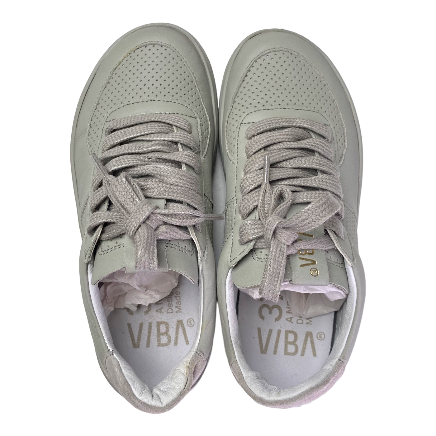 VIBAe London Bio leather sneakers, light grey | 37