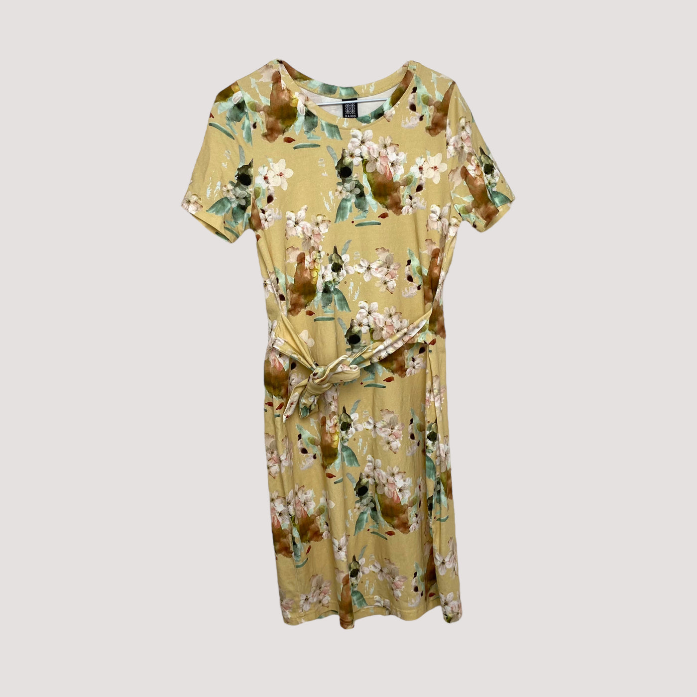 Kaiko t-shirt belted dress, yellow blossom | woman S