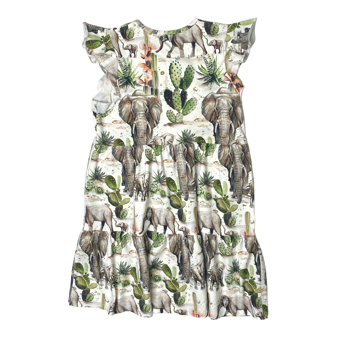 Nakoa frill dress, elephants| 140/146cm