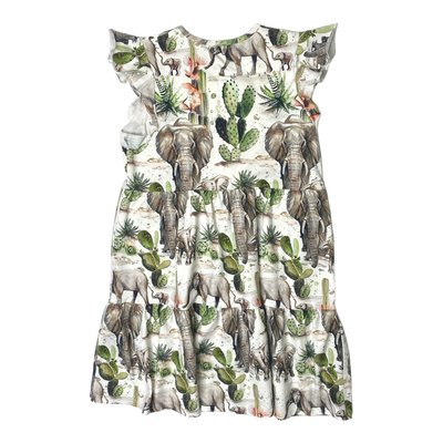 Nakoa frill dress, elephants| 140/146cm