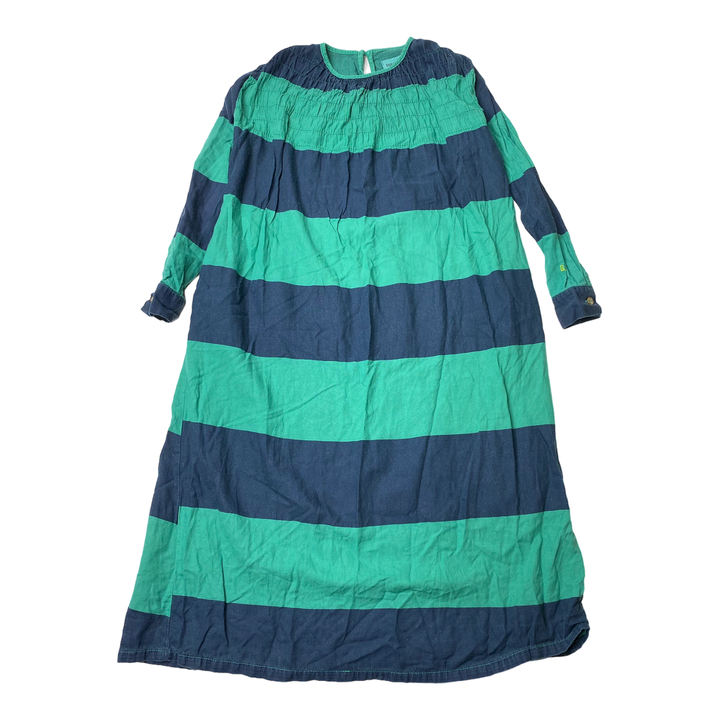 Bobo Choses woven dress, midnight blue/mint | 122cm