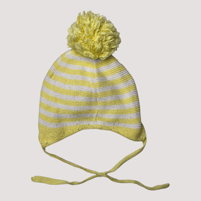 Metsola knitted cotton beanie, white/yellow | 1-2y