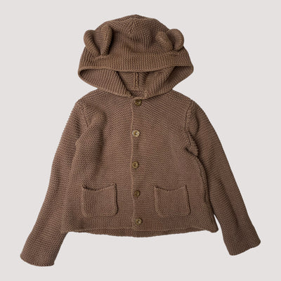 knitted bear cardigan, chocolate | 86/92cm