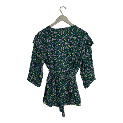 Uhana aura wrap shirt, green flower | woman M