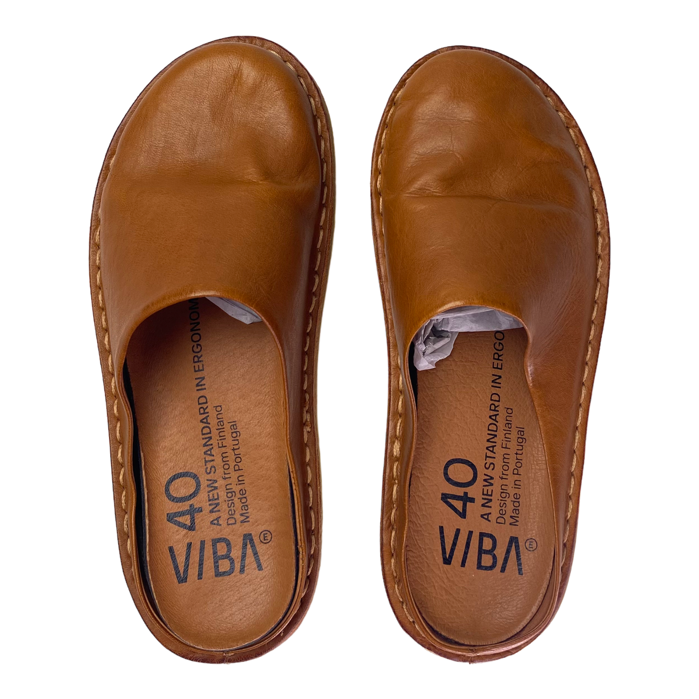 VIBAe Roma leather slippers, cognac brown | 40