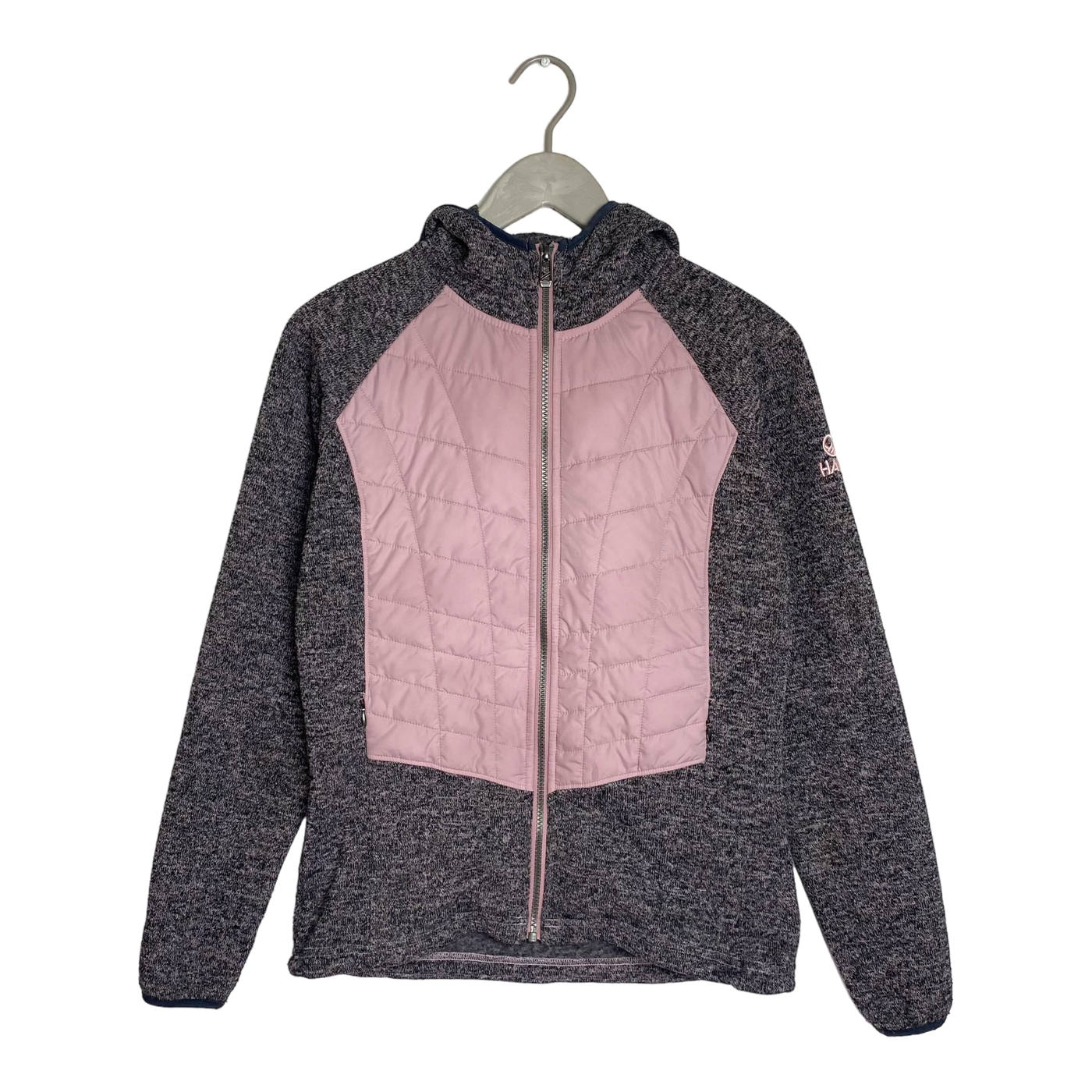 Halti mid layer hooded jacket, grey/pink | woman 38