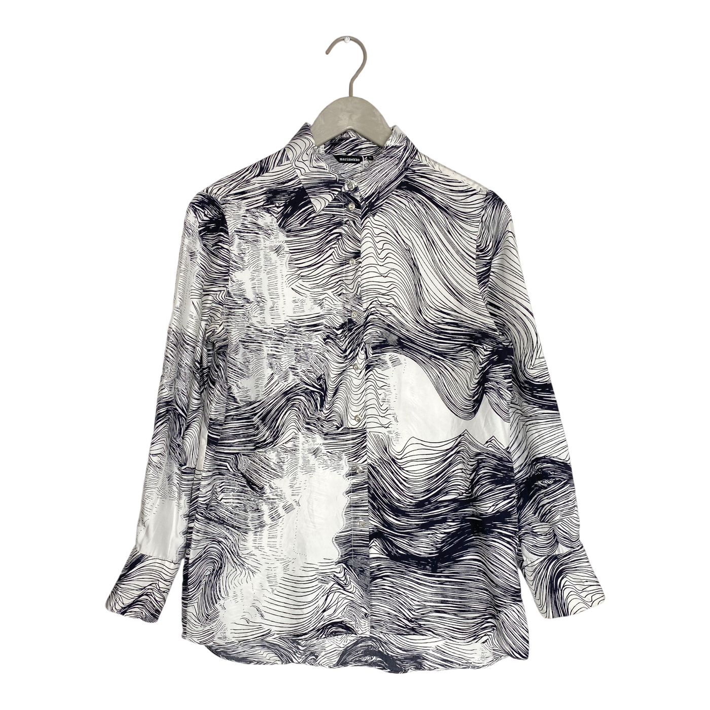 Marimekko minea simpukka silk shirt, abstract  | woman XS