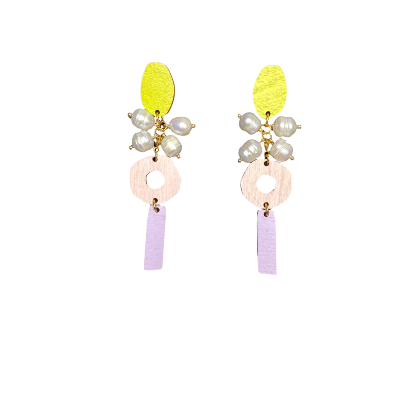 Maanantaimalli kombo 005 earrings, neon/pearl/cotton candy/lavender/gold | onesize