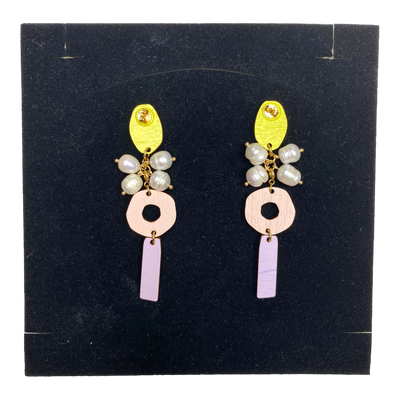 Maanantaimalli kombo 005 earrings, neon/pearl/cotton candy/lavender/gold | onesize