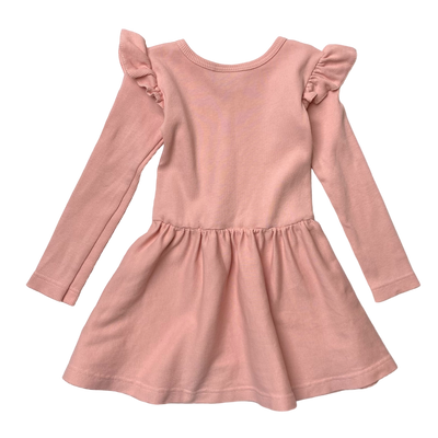 Metsola rib long sleeve frilla dress, pink |  86/92cm