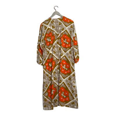 Marimekko Uuma silk shirt dress, beige and orange | woman XL