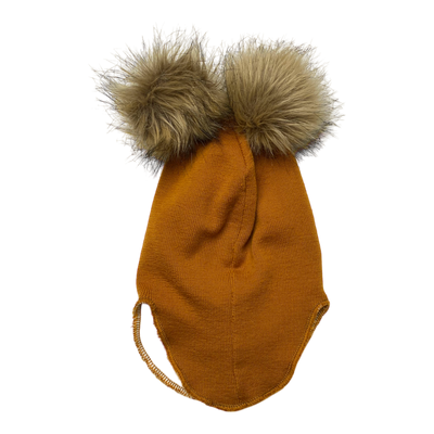 Gugguu merino furry balaclava, orange | 6-12m