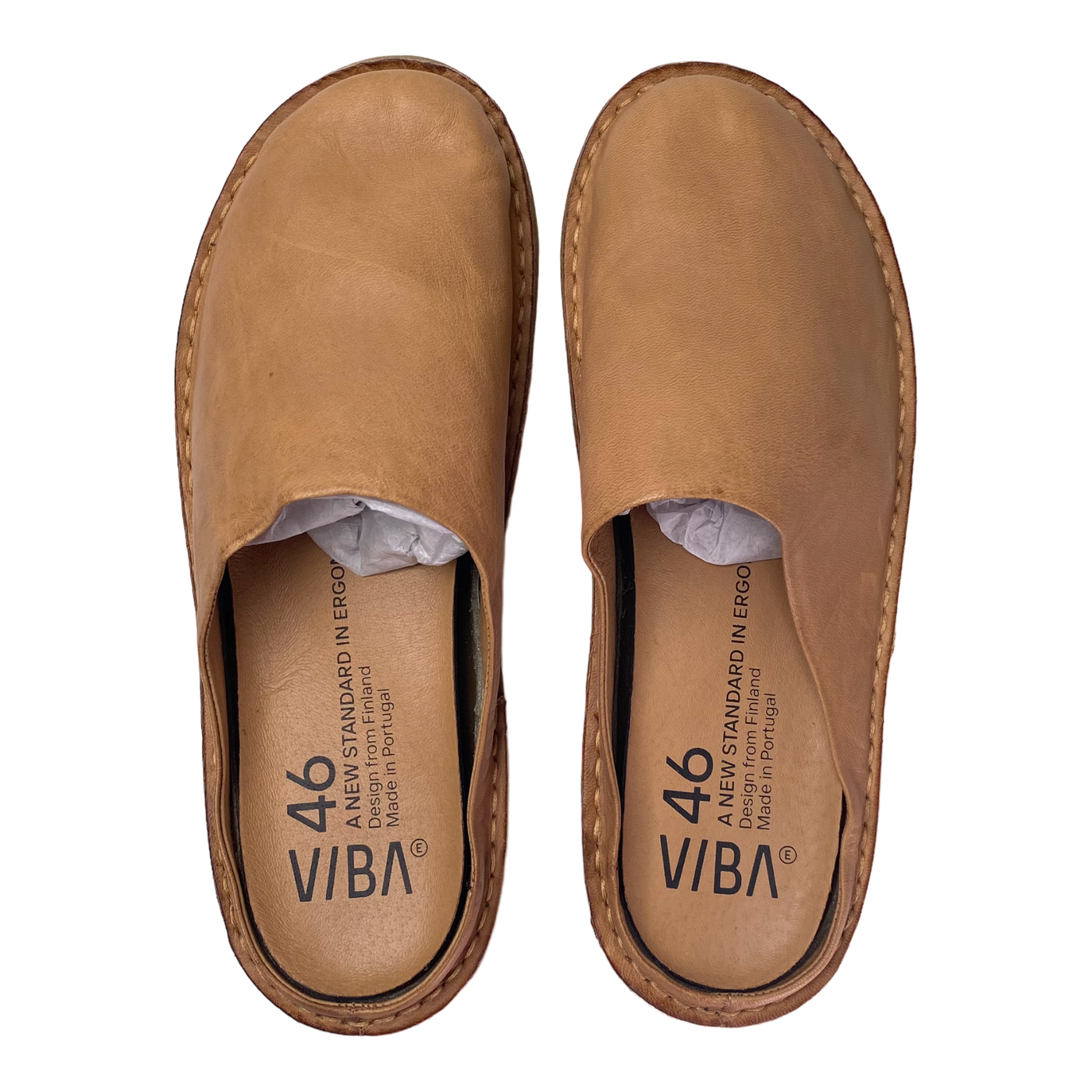 VIBAe Roma leather slippers, fawn tan | 46