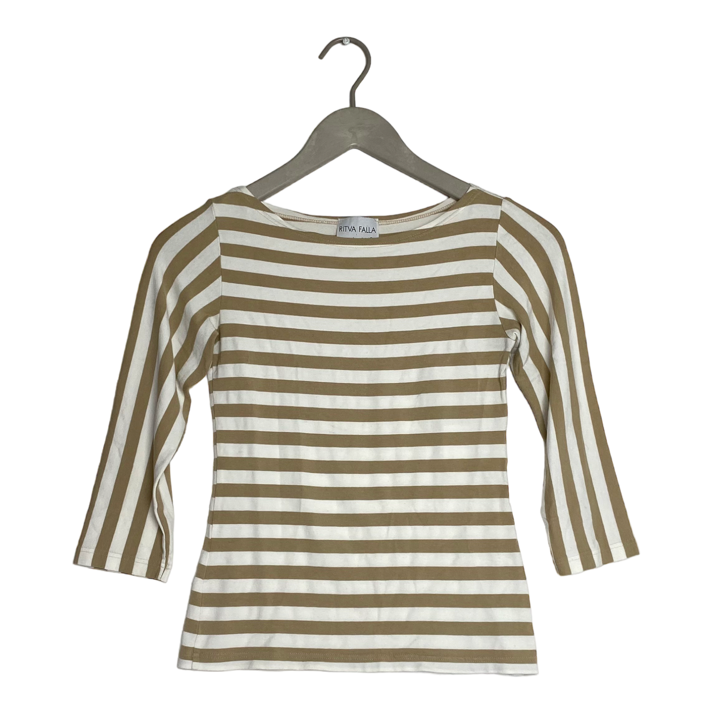 Marimekko stripe shirt, tan & white | woman XS