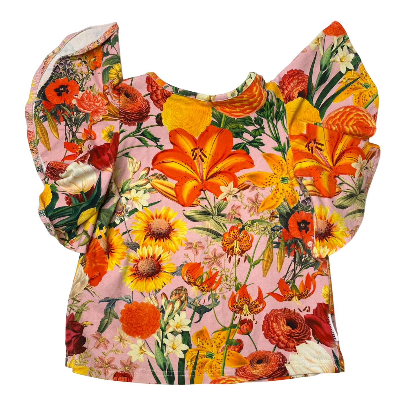 Metsola frill t-shirt, flowers | 98/104cm