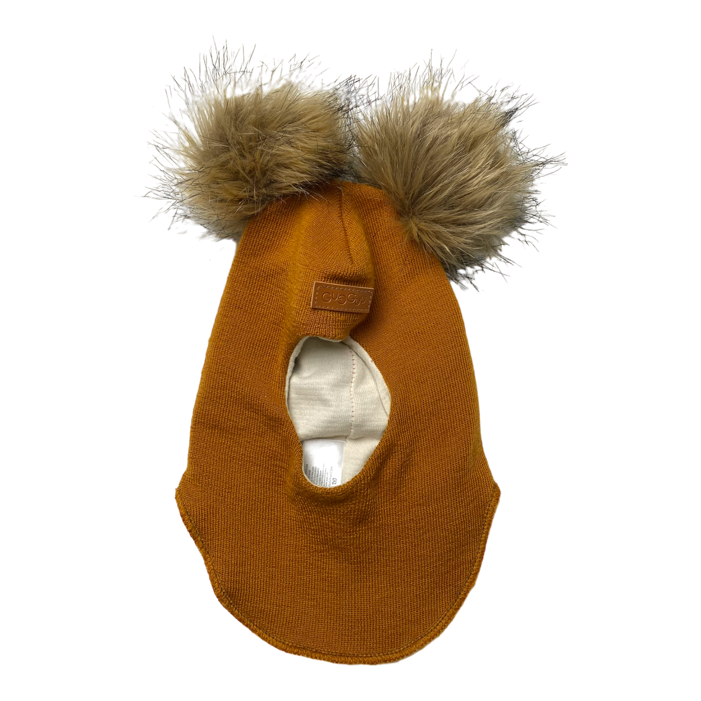 Gugguu merino furry balaclava, orange | 6-12m