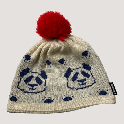 Superyellow merino wool beanie, panda | adult one size