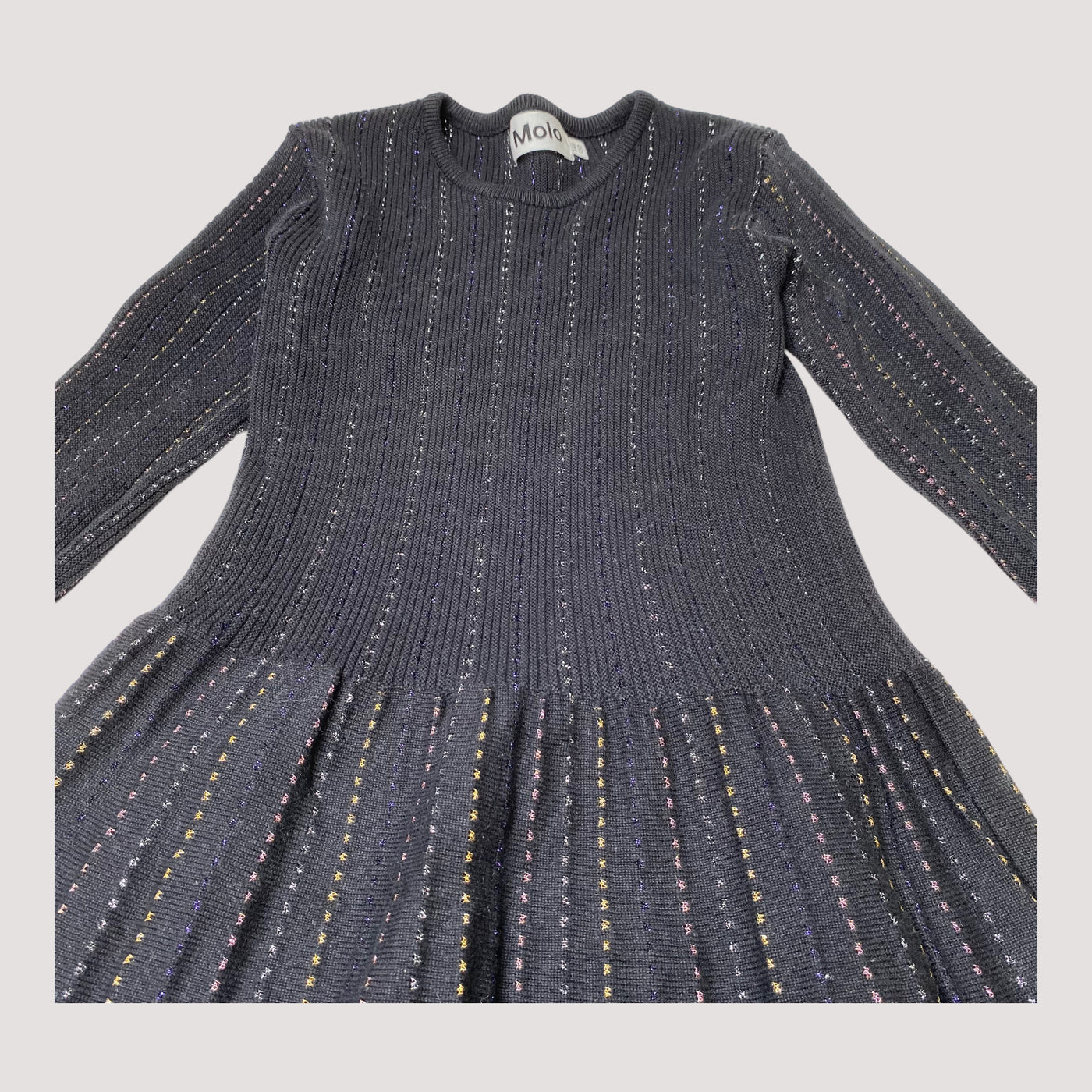 knitted dress, glitter stripes | 146/152cm