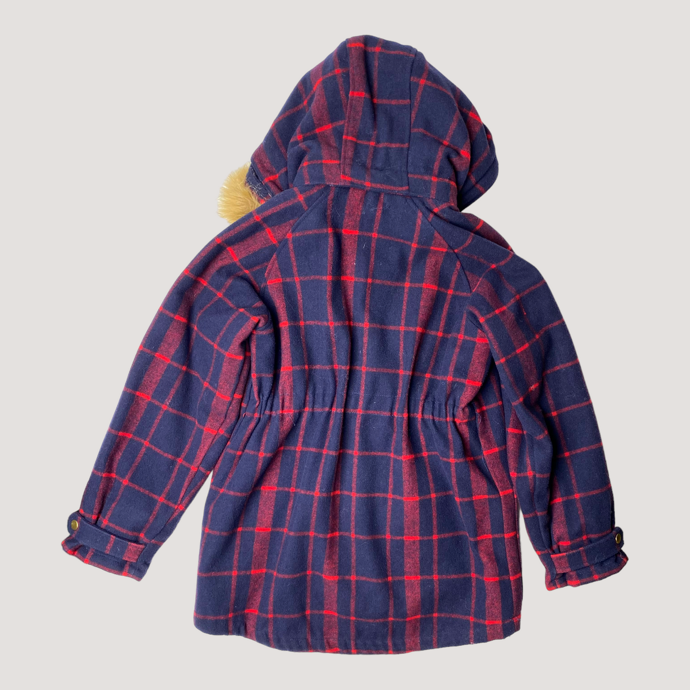 Mini Rodini check wool parka, dark blue | 140/146cm