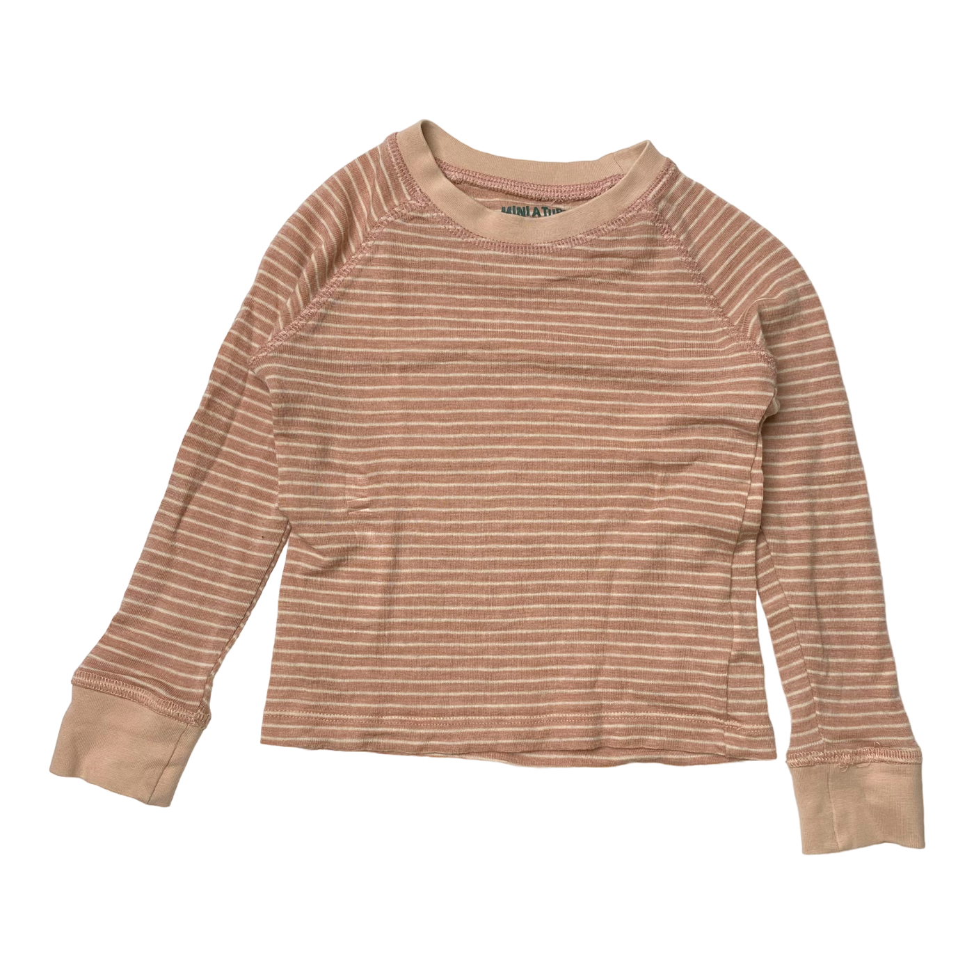 Mini A Ture merino shirt, pink stripe | 104cm