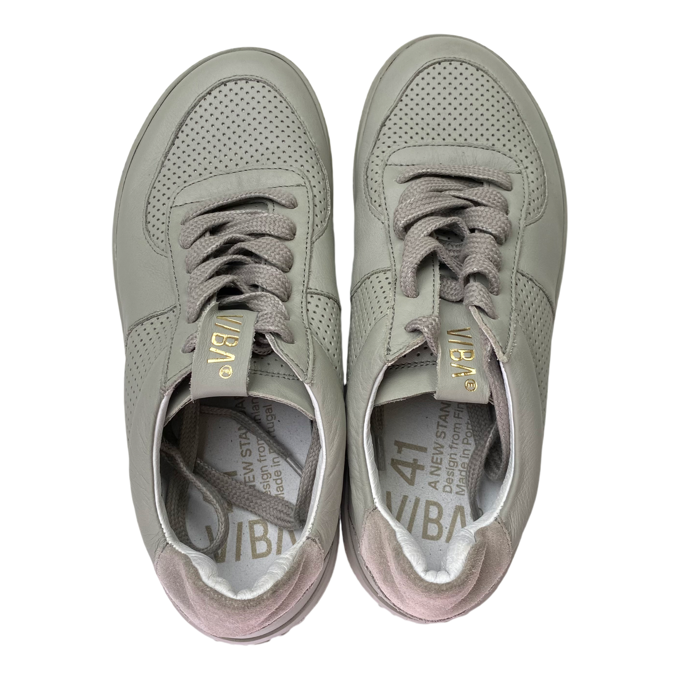 VIBAe London Bio leather sneakers, light grey | 41