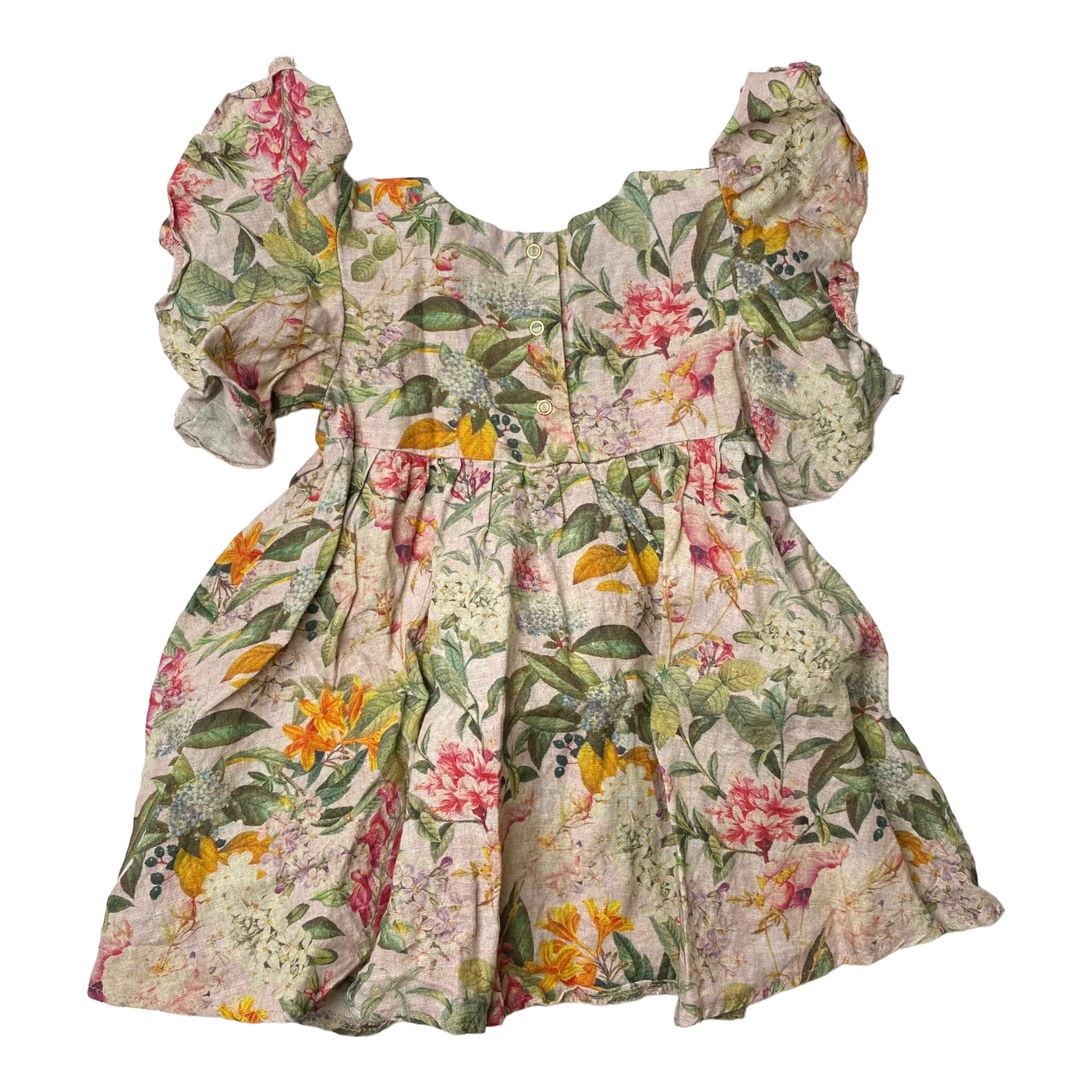 Metsola linen dress, flowers | 86/92cm