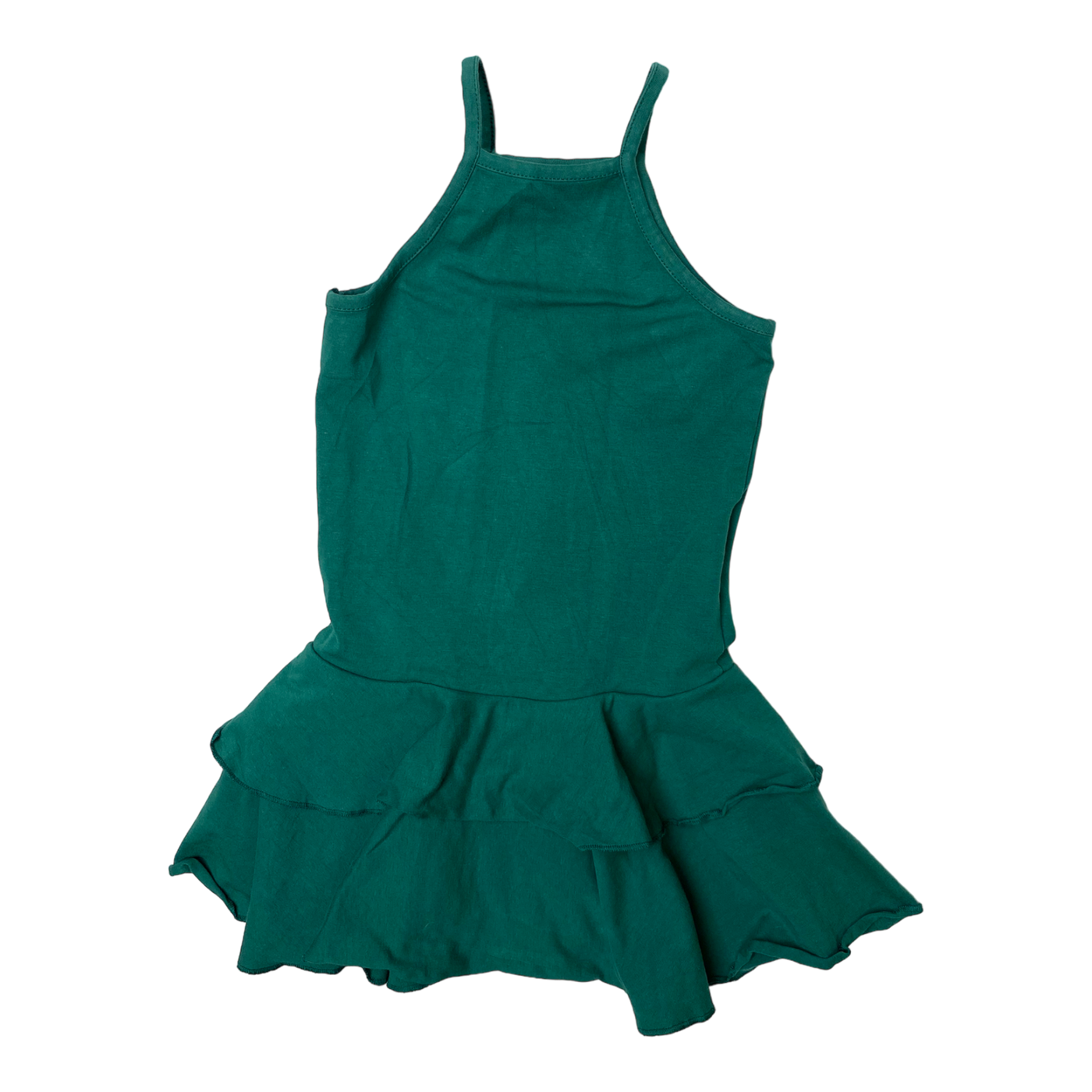 Gugguu spagetti frilla dress, forest green | 92cm