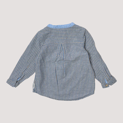 Ebbe woven shirt, blue/beige stripes | 86/92cm