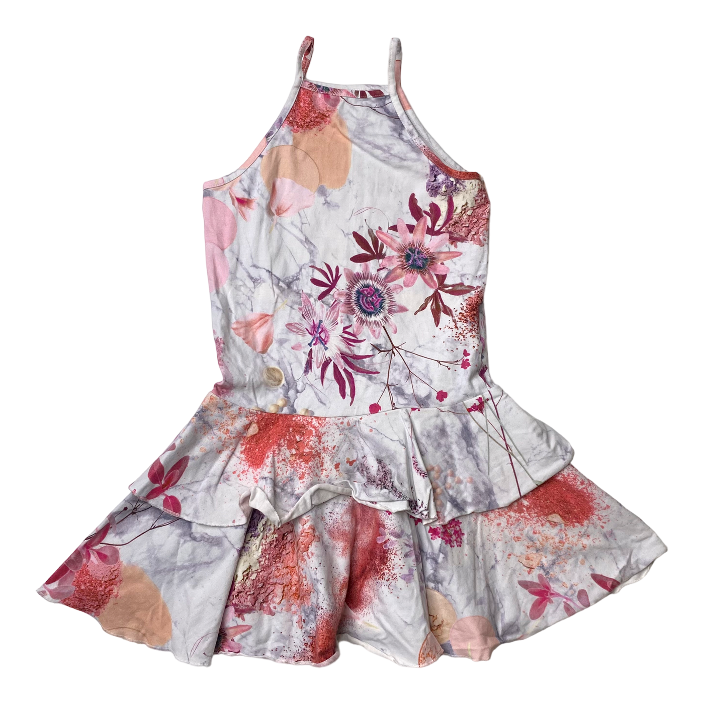 Gugguu spagetti frilla dress, flowers | 134cm