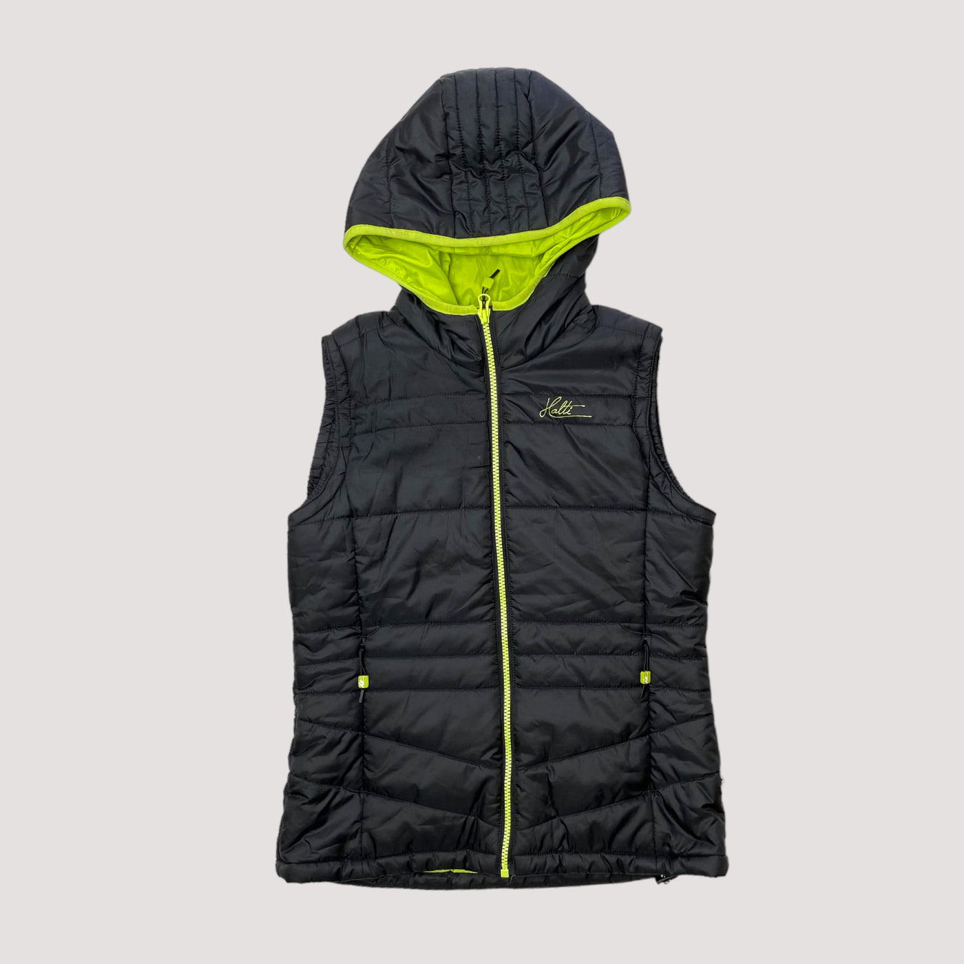 padded vest, black/lime green | woman 34