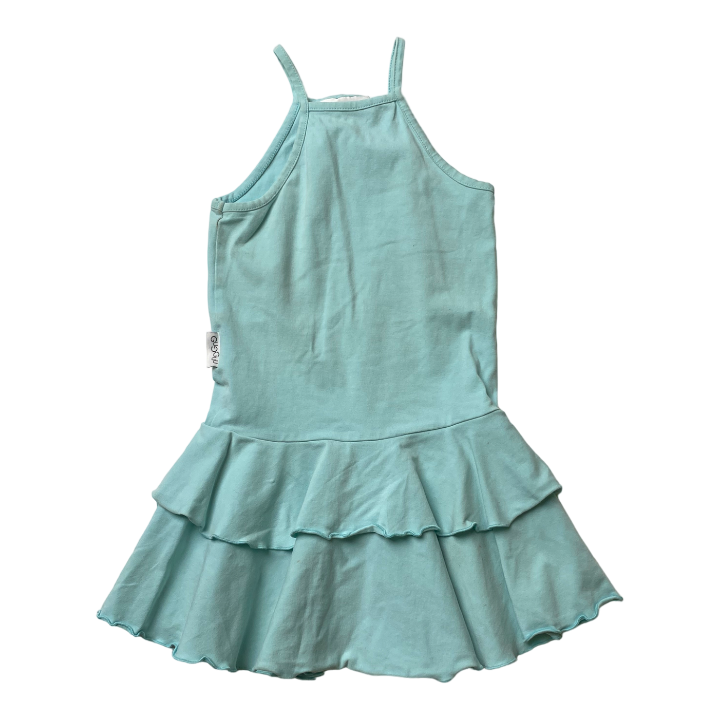 Gugguu spagetti frilla dress, turquoise | 104cm