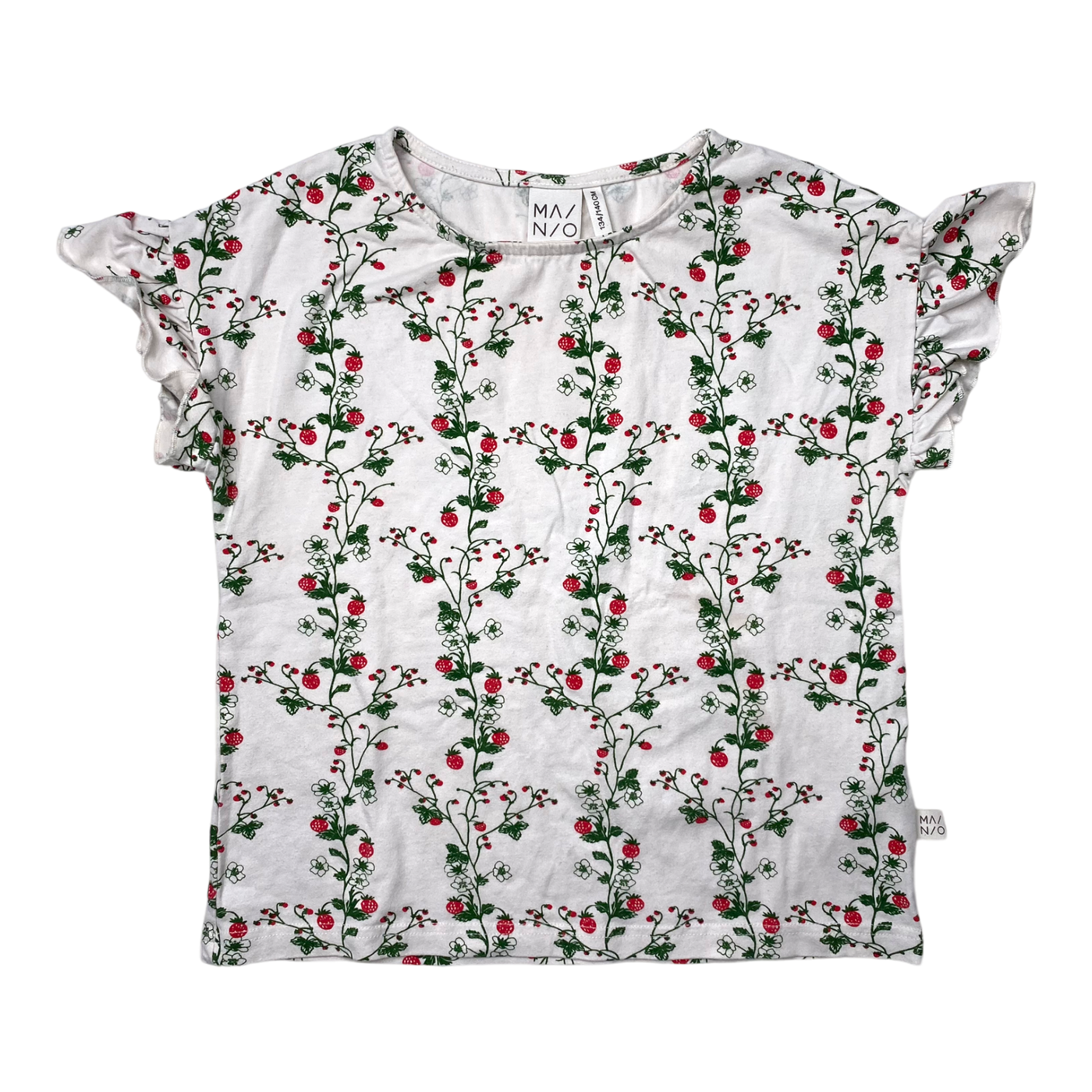 Mainio frill t-shirt, strawberry | 134/140cm