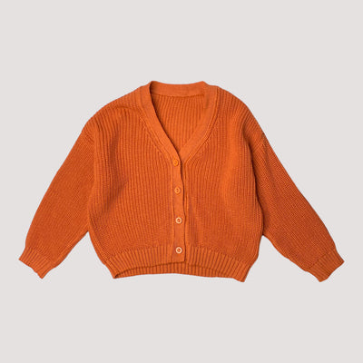 chunky knit cotton cardigan, desert sun | 110/116cm